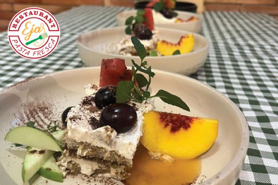 EJA Restaurant, Pastat, Ravioli me ricota spinaq, Karkalec kërpudhë tartuf, Krem djathi sherebel, Domate e freskët teumez, rezervim restorant luksoz Tirane qender, prenotazione cena esclusiva Tirana centro, Italian cuisine reservation Tirana